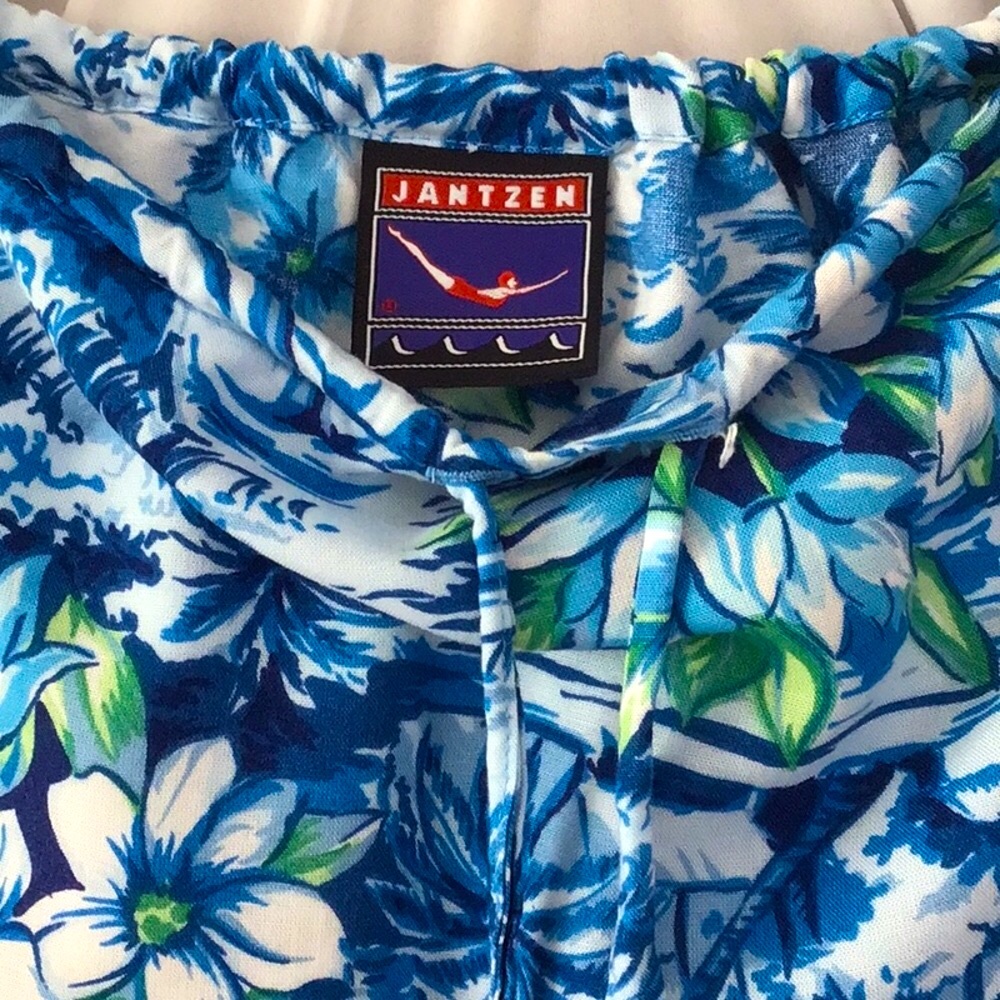 Vintage 🏖️ Jantzen Swim Hawaiian Drawstring Coverup Column Dress Sz.S - Picture 2 of 6